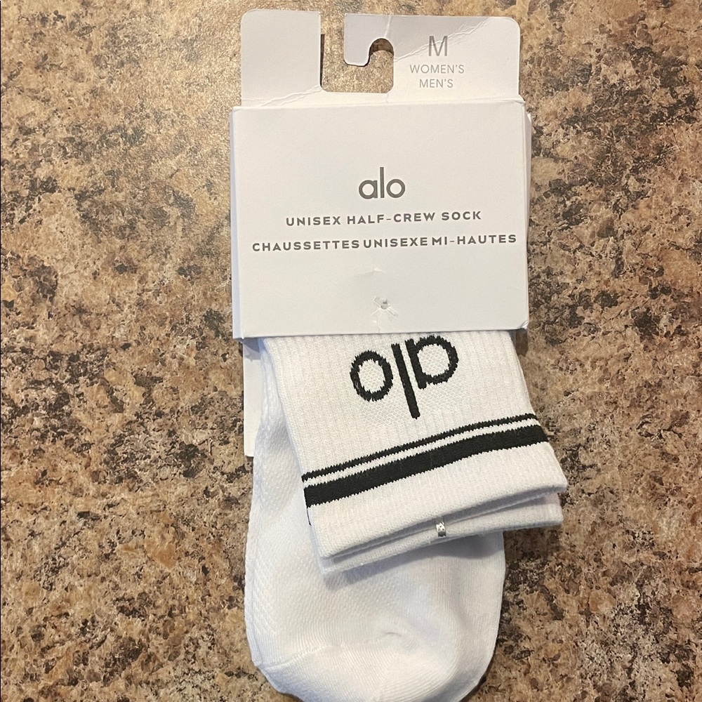 ALO Yoga White Half-Crew Socks